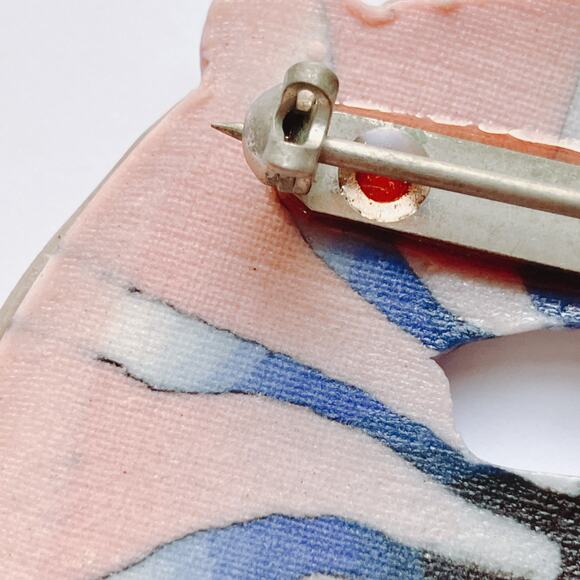 VTG 1980s Ceramic Enamel Geometric Postmodern Brooch Memphis Style - Picture 10 of 11